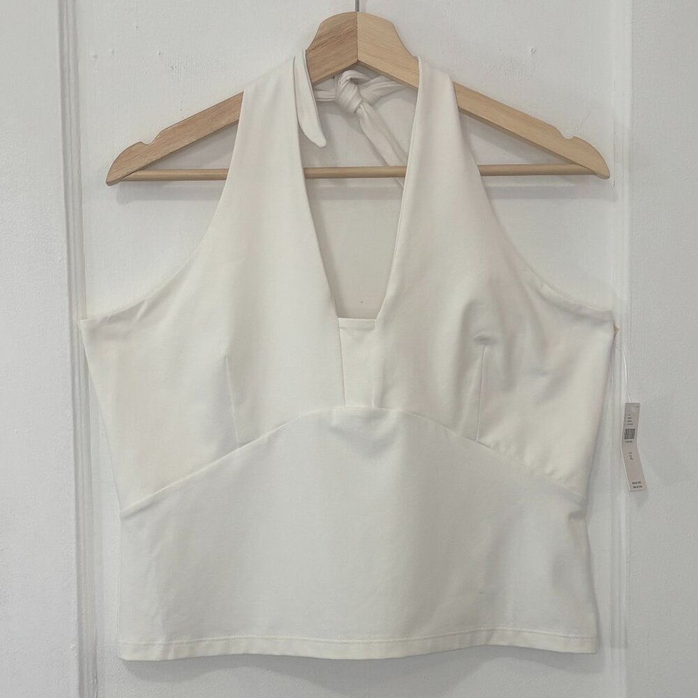 NWT By Anthropologie Women's Tailored Ivory Halter Top, Size XL